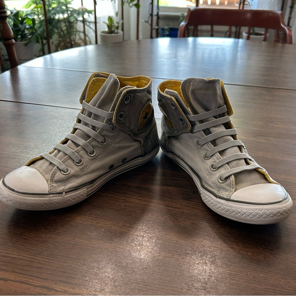 Converse‎ Gray and Yellow High-Top Sneakers Size 6.5 - Picture 10 of 16